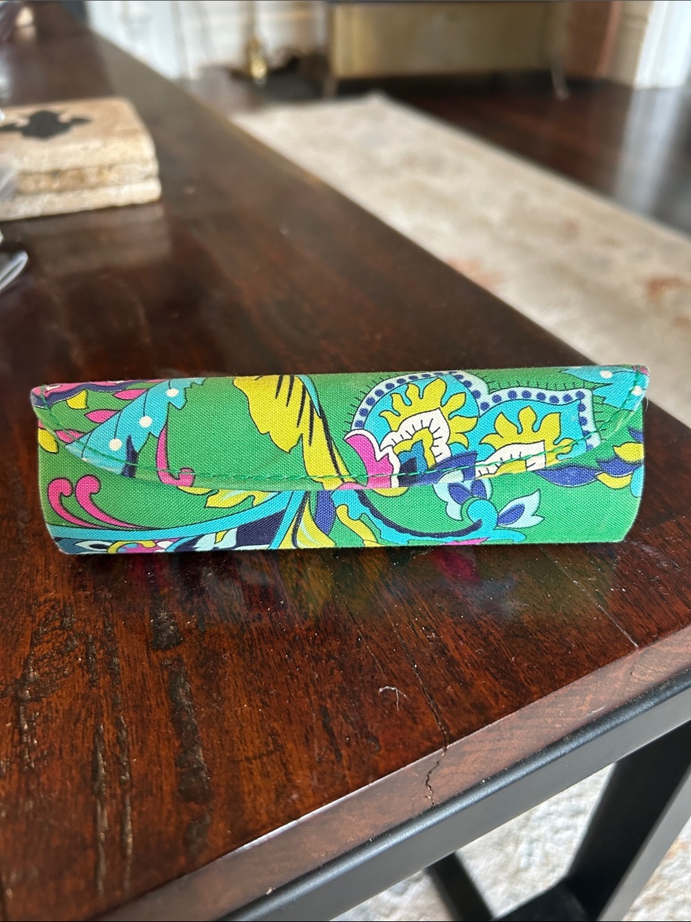 Vera Bradley Green Floral Patterned Lipstick Case great condition